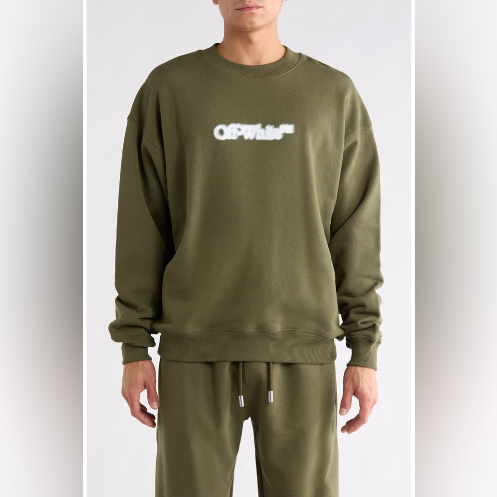 OFF-WHITE Olive Green Men's Crewneck Sweatshirt